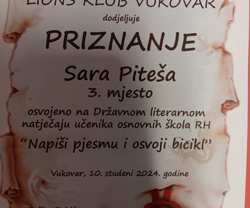 3. MJESTO NA DRŽAVNOM NATJEČAJU!